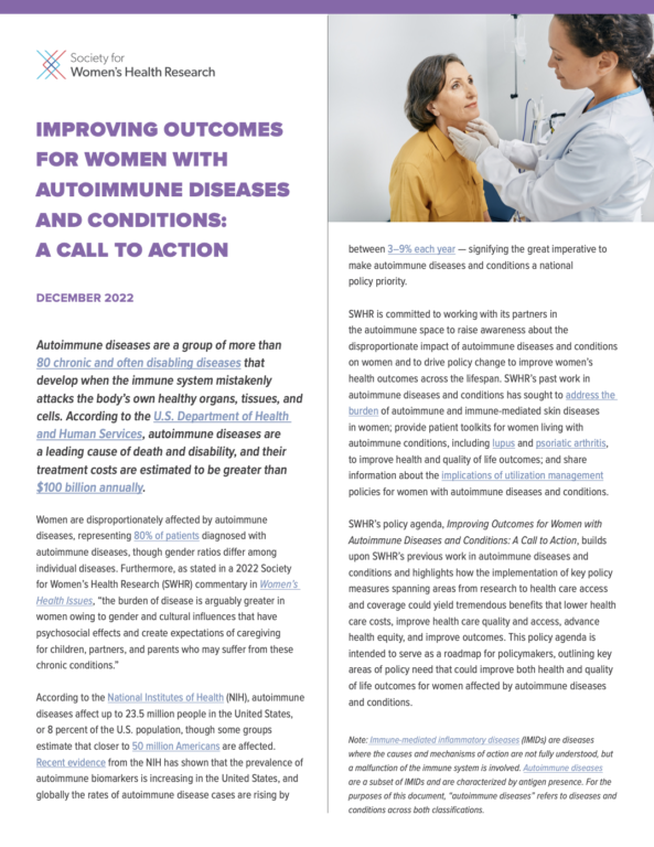 Improving Outcomes for Women with Autoimmune Diseases and Conditions