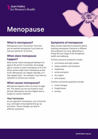 Menopause Fact Sheets